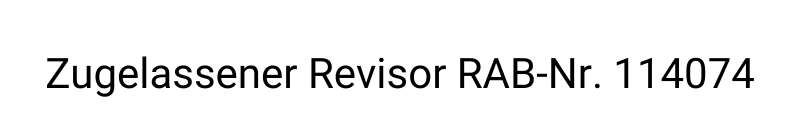 Zugelassener Revisor RAB-Nr. 114074