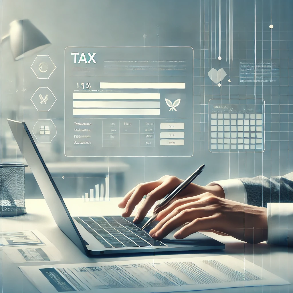 Person füllt digitale Steuererklärung in Bern mit TaxMe Easy Bern aus